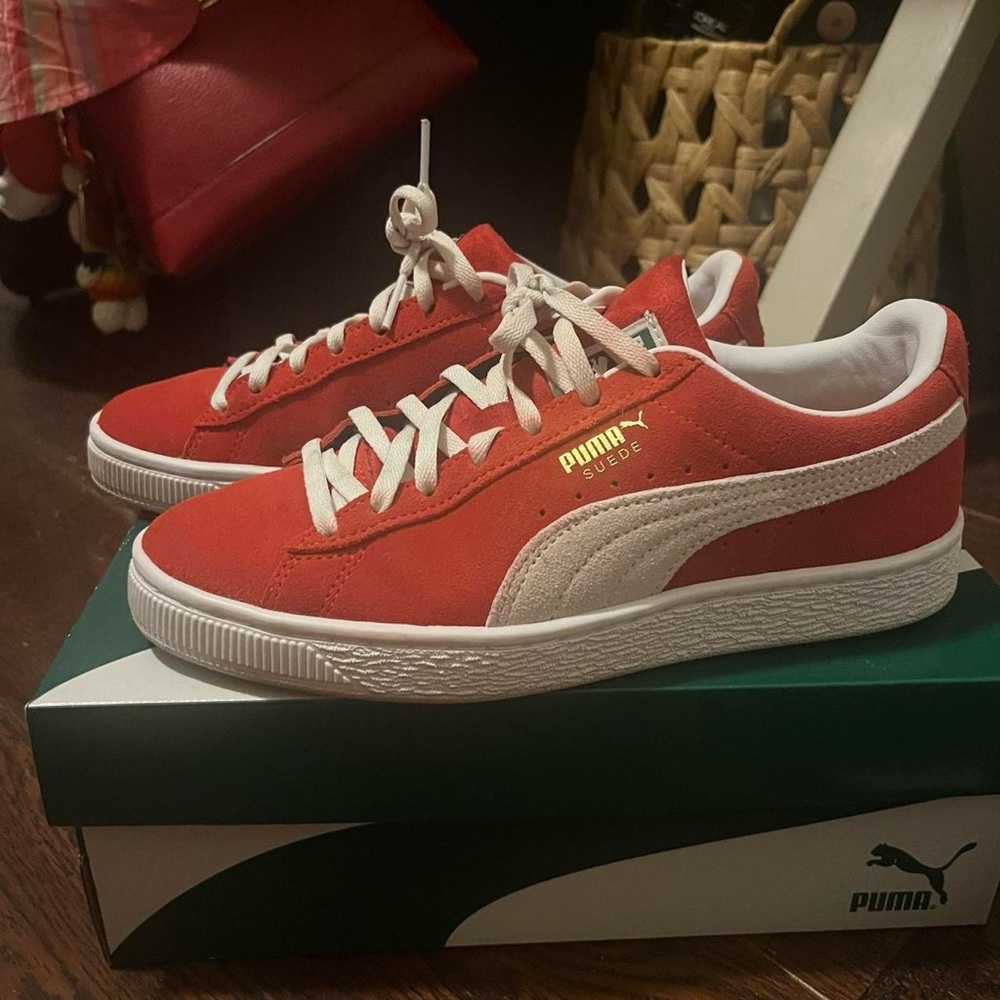 Puma Red Suede Sneakers